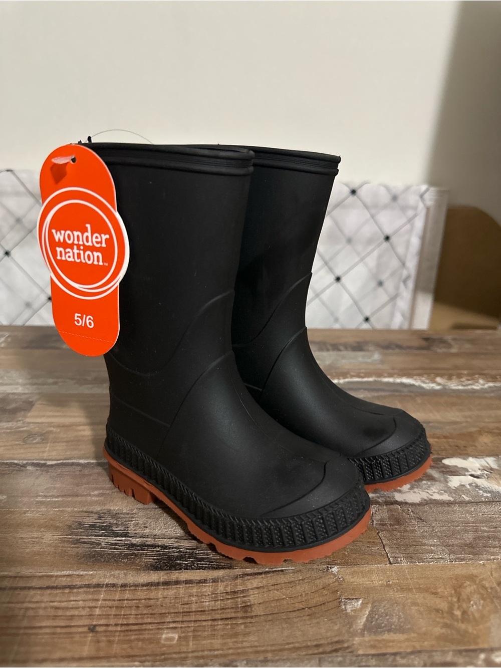 Wonder Nation Black Waterproof Slip-Resistant Chore Boots
